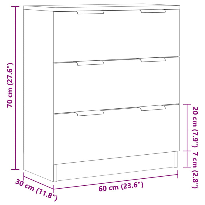 Credenza Rovere Artigianale 60x30x70 cm in Legno Multistrato 856835