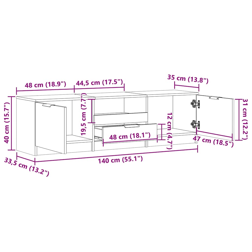 Mobile Porta TV in Legno Vecchio 140x35x40 cm in Truciolato 856850