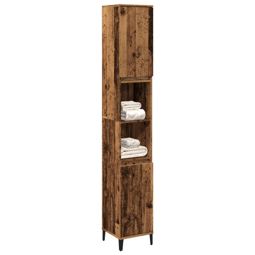 Armadietto Bagno Legno Antico 30x30x190 cm in Legno Multistrato 857105