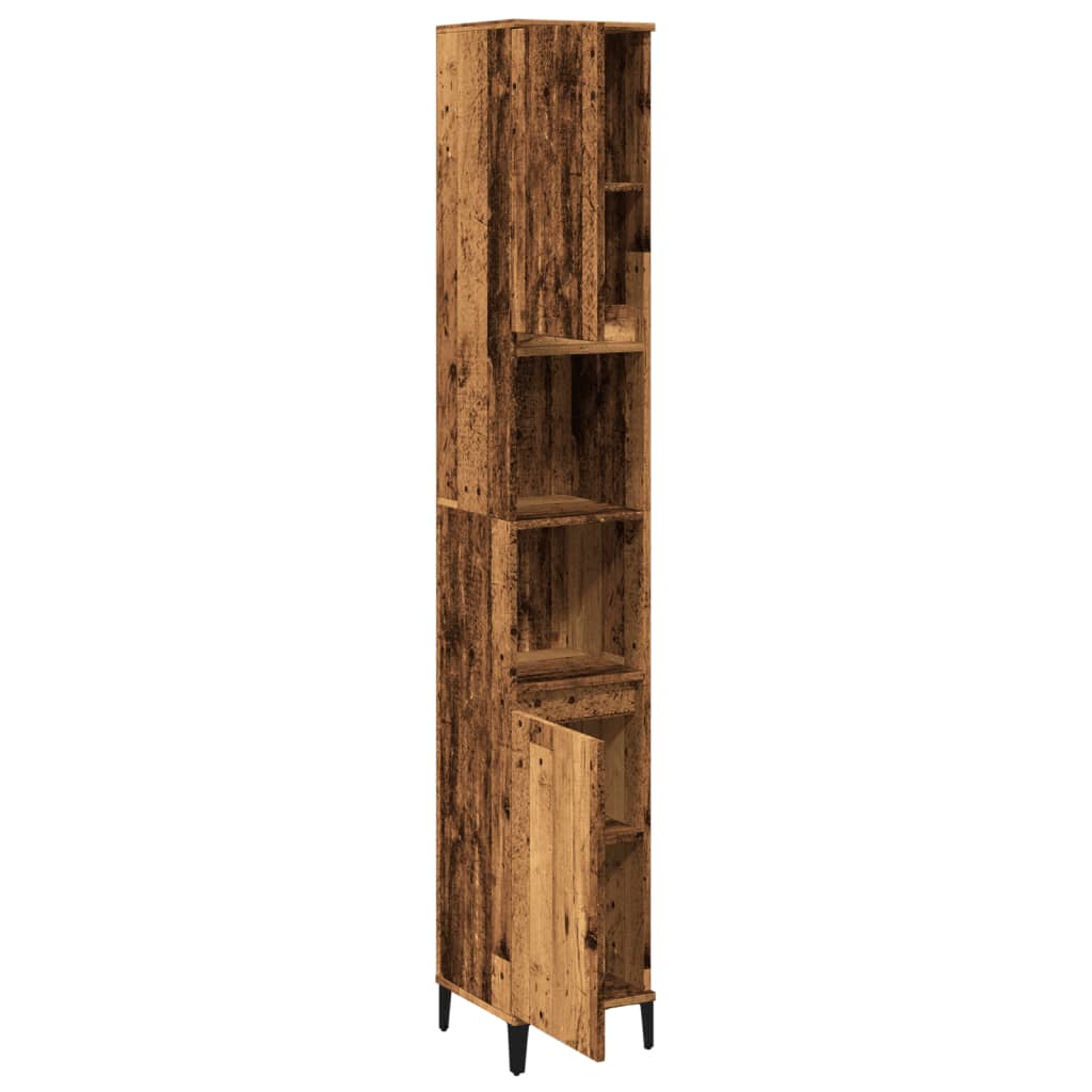 Armadietto Bagno Legno Antico 30x30x190 cm in Legno Multistrato 857105