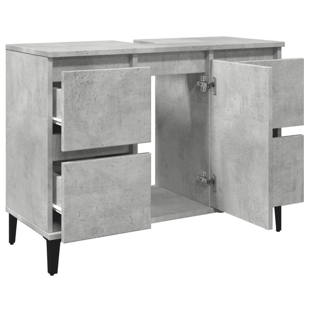 Mobile Lavabo Grigio Cemento 80x33x60 cm in Legno Multistrato 857128