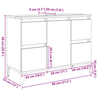 Mobile Lavabo Grigio Cemento 80x33x60 cm in Legno Multistrato 857128