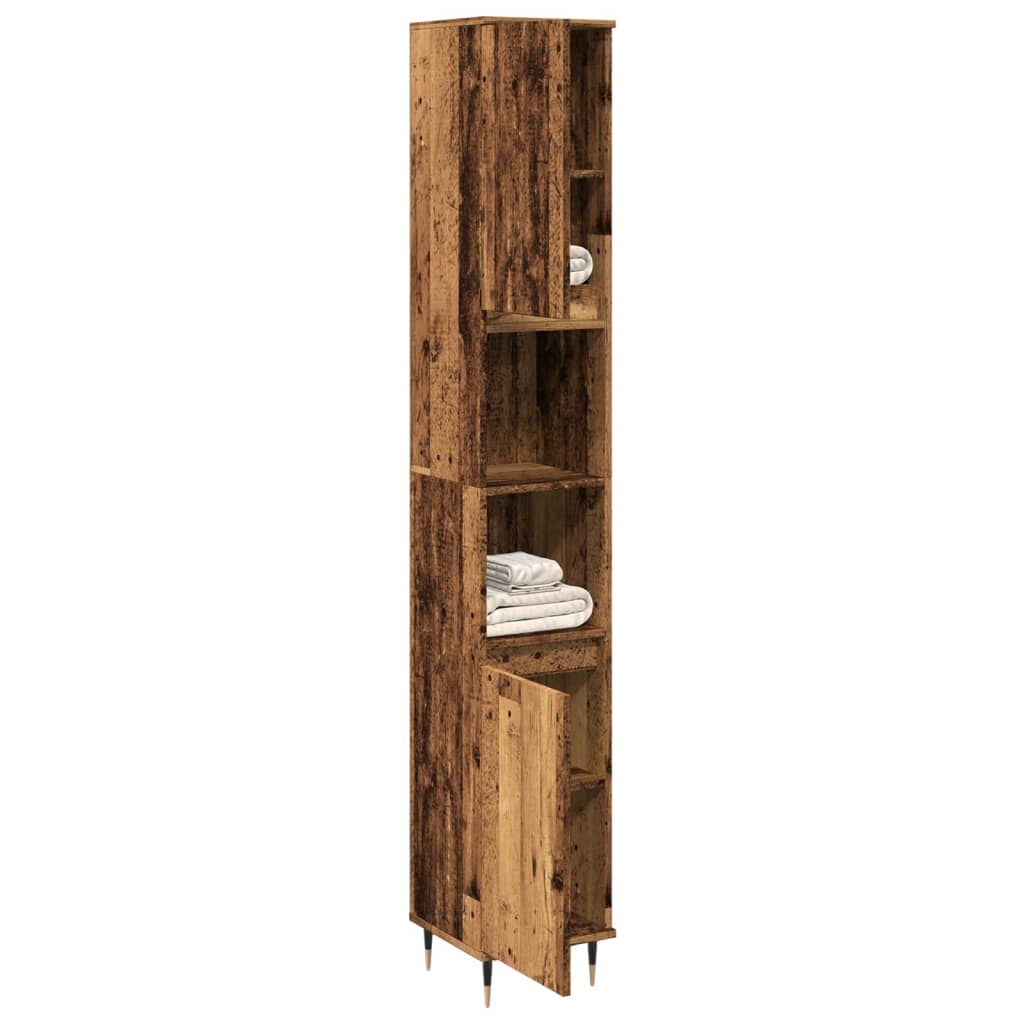 Armadietto Bagno Legno Antico 30x30x190 cm in Legno Multistrato 857196