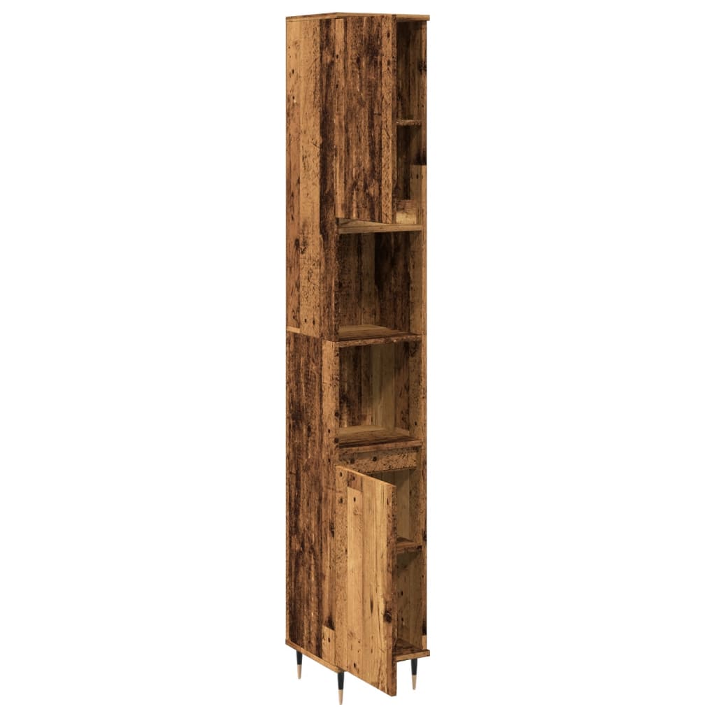 Armadietto Bagno Legno Antico 30x30x190 cm in Legno Multistrato 857196