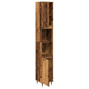 Armadietto Bagno Legno Antico 30x30x190 cm in Legno Multistrato 857196