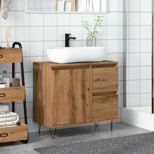 Armadietto da Bagno Rovere Artigianale 65x33x60cm in Truciolato 857227