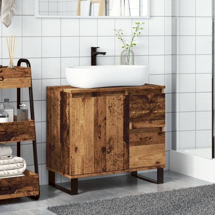 Armadietto da Bagno Legno Antico 65x33x60 cm in Truciolato 857229