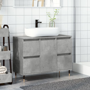 Armadietto da Bagno Grigio Cemento 80x33x60cm Legno Multistrato 857231