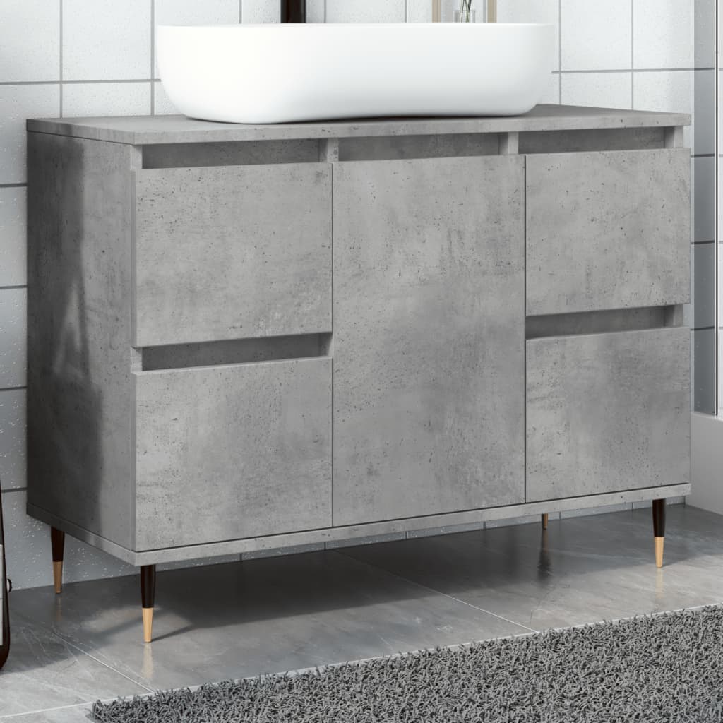 Armadietto da Bagno Grigio Cemento 80x33x60cm Legno Multistrato 857231