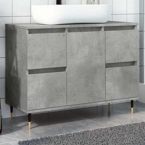 Armadietto da Bagno Grigio Cemento 80x33x60cm Legno Multistrato 857231