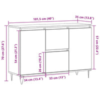 Credenza Rovere Artigianale 104x35x70 cm in Legno Multistrato 857267