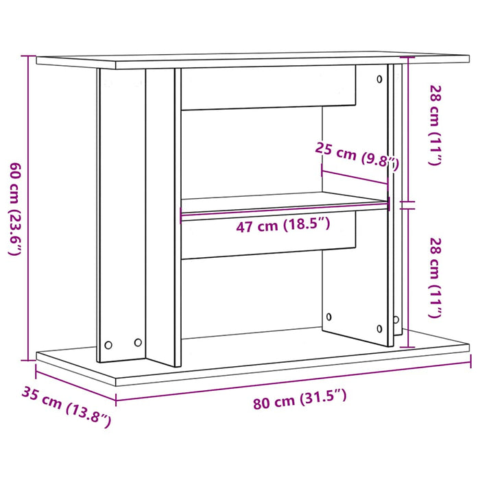 Supporto Acquario 80x35x60 cm in Legno Multistrato Legno Antico 857272