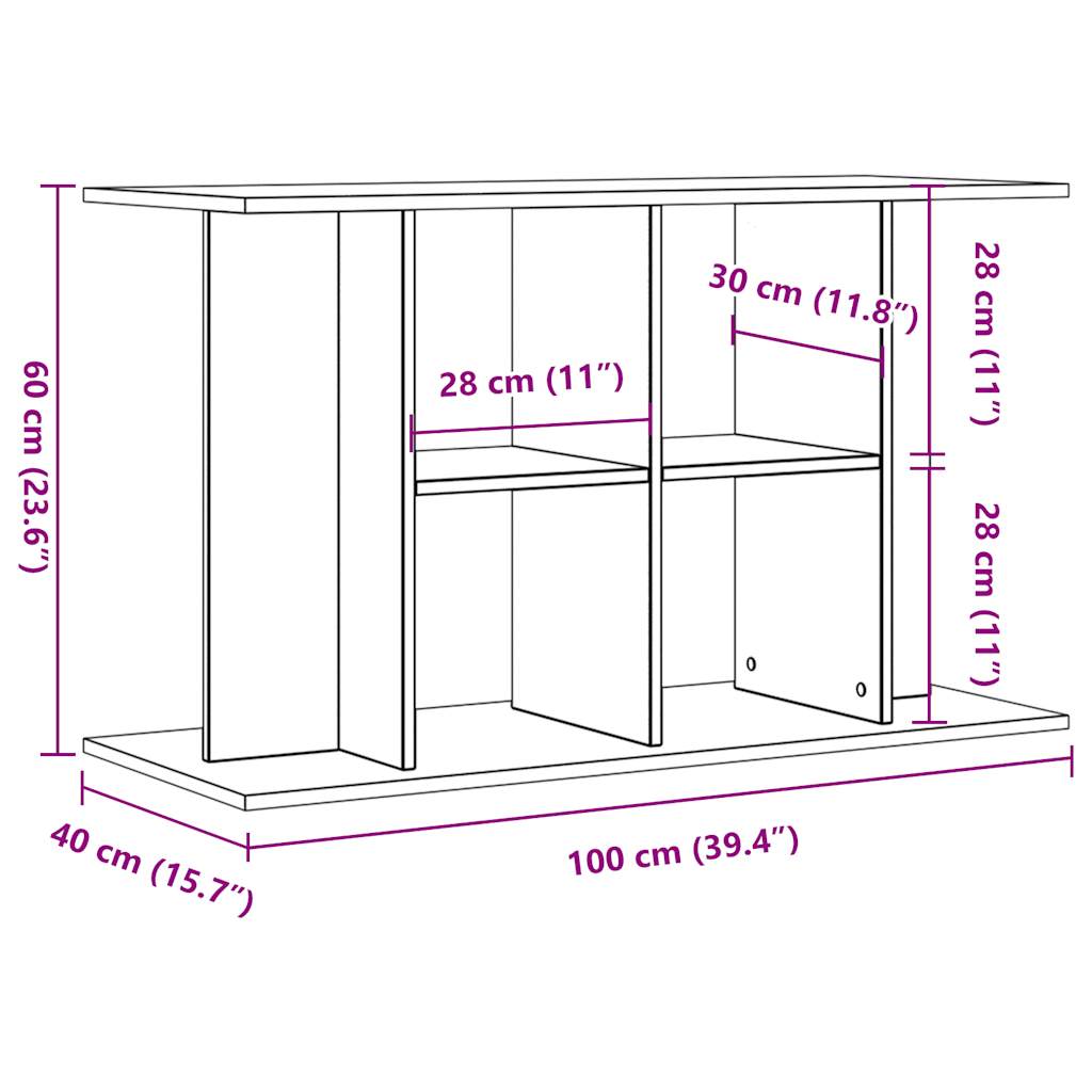 Supporto Acquario 100x40x60cm in Legno Multistrato Legno Antico 857274