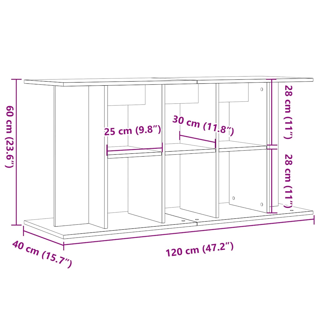 Supporto Acquario 120x40x60cm in Legno Multistrato Legno Antico 857276