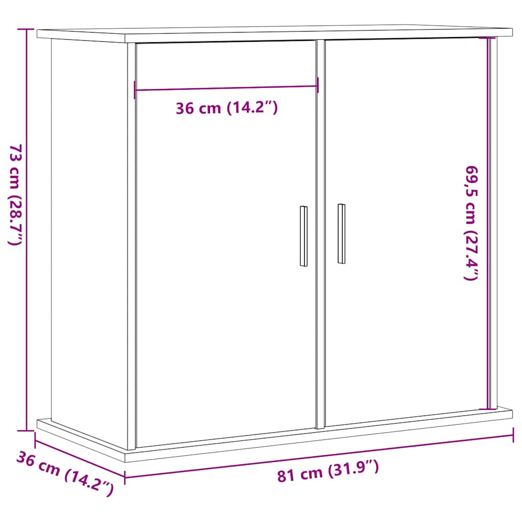 Supporto Acquario 81x36x73 cm in Legno Multistrato Legno Antico 857284