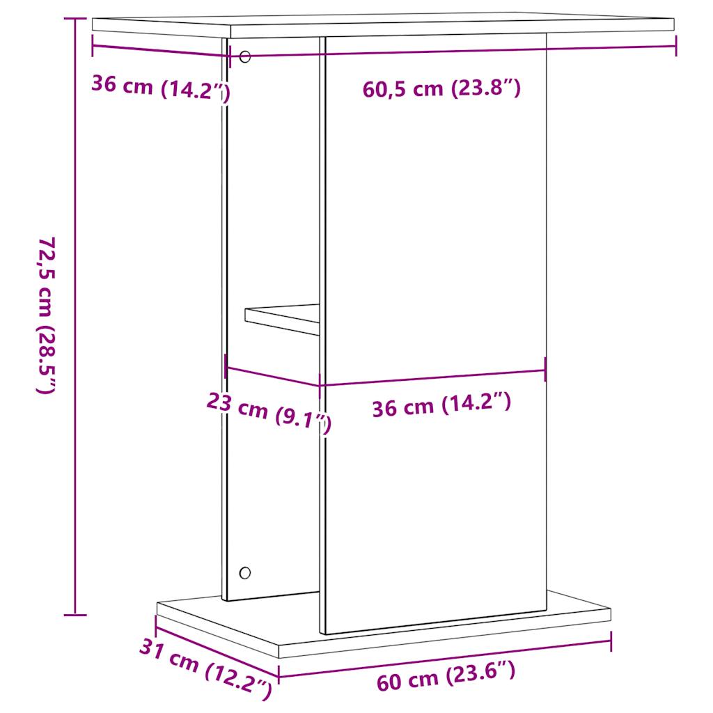 Supporto per Acquario Legno Antico 36x60,5x72,5cm in Truciolato 857288