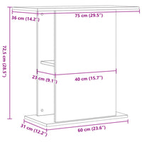 Supporto per Acquario Legno Antico 36x75x72,5cm in Truciolato 857290