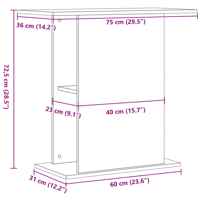 Supporto per Acquario Legno Antico 36x75x72,5cm in Truciolato 857290