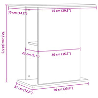 Supporto Acquario Rovere Artigianale 36x75x72,5cm Truciolato 857291