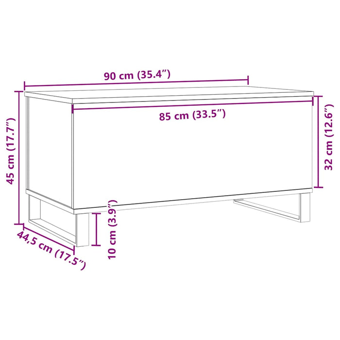 Tavolino da Salotto Legno Antico 90x44,5x45 cm in Truciolato 857442