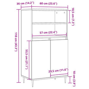 Credenza Rovere Artigianale 60x36x110 cm in Legno Multistrato 857459