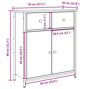 Credenza Rovere Artigianale 70x41x56 cm in Legno Multistrato 857471