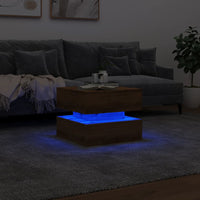 Tavolino da Salotto con Luci LED Rovere Artigianale 50x50x40 cm 857717