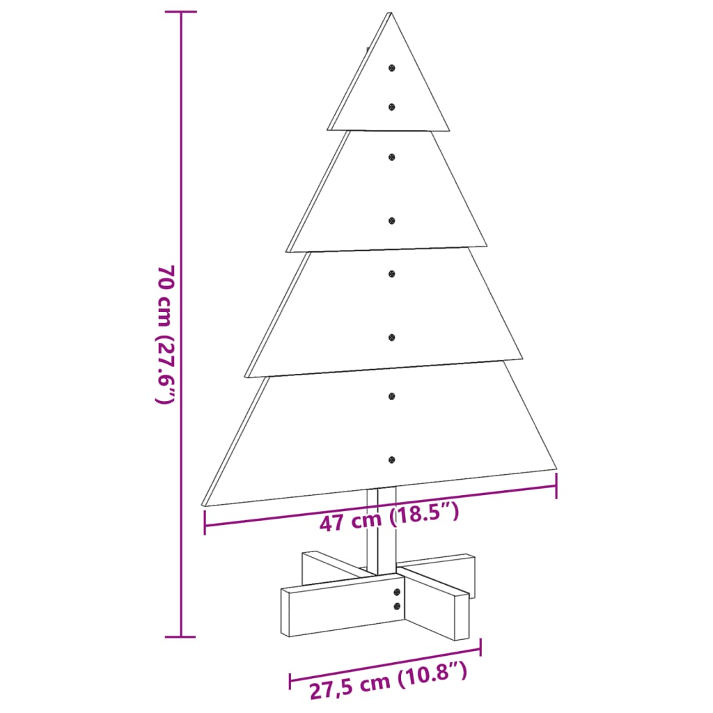 Albero di Natale Decorativo in Legno 70 cm in Legno Massello 4019699