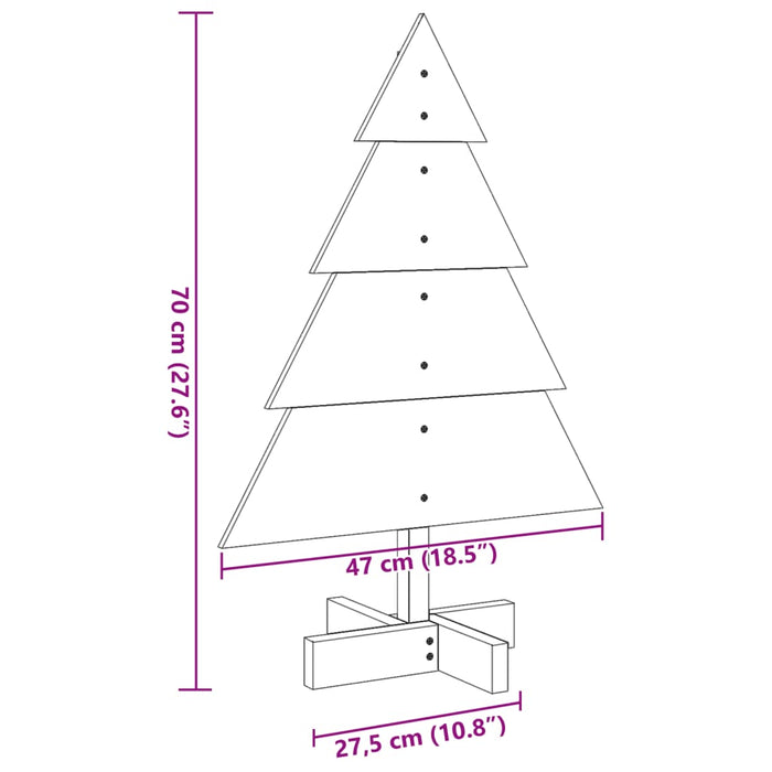 Albero di Natale Decorativo in Legno 70 cm in Legno Massello 4019699