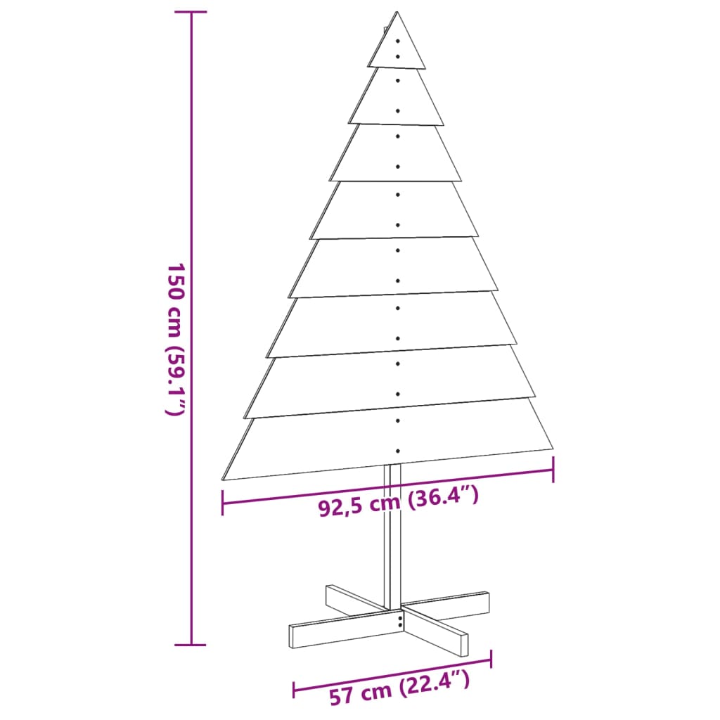 Albero di Natale Decorativo in Legno 150 cm in Legno Massello 4019701