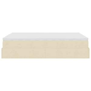 Struttura Letto Pouf con Materasso Crema 140x190 cm in Tessuto 3311111