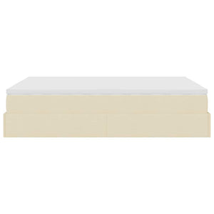 Struttura Letto Pouf con Materasso Crema 140x200 cm in Tessuto 3311118