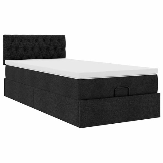 Struttura Letto Pouf con Materasso Nero 80x200 cm in Tessuto 3311499