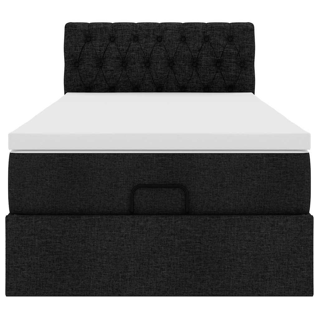 Struttura Letto Pouf con Materasso Nero 80x200 cm in Tessuto 3311499