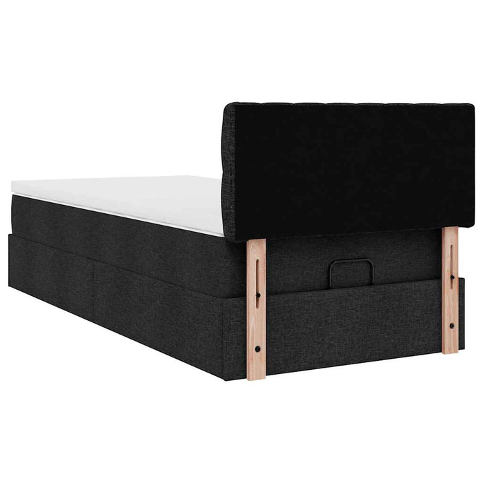 Struttura Letto Pouf con Materasso Nero 80x200 cm in Tessuto 3311499