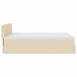 Struttura Letto Pouf con Materasso Crema 140x190 cm in Tessuto 3311544