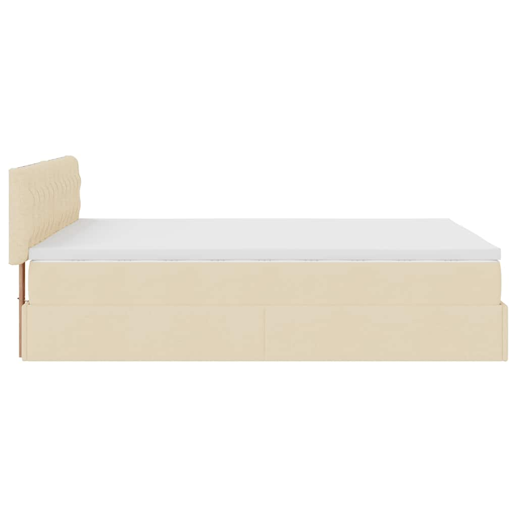 Struttura Letto Pouf con Materasso Crema 140x190 cm in Tessuto 3311544