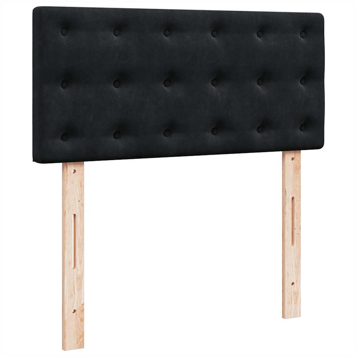 Struttura Letto Pouf con Materasso Nero 90x190 cm in Velluto 3312736