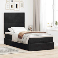 Struttura Letto Pouf con Materassi Nero 80x200 cm in Velluto 3314212