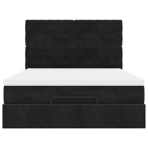 Struttura Letto Pouf con Materassi Nero 140x190 cm in Velluto 3314392