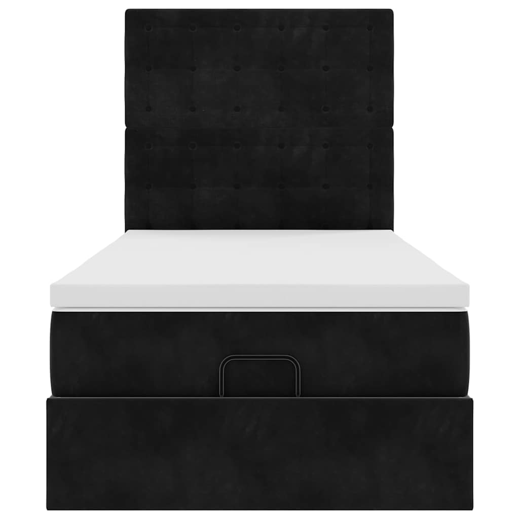 Struttura Letto Pouf con Materassi Nero 90x190 cm in Velluto 3314434