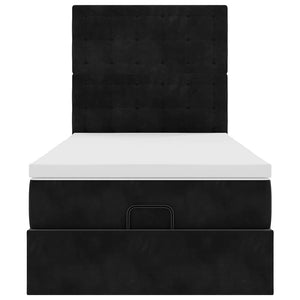 Struttura Letto Pouf con Materassi Nero 90x190 cm in Velluto 3314434