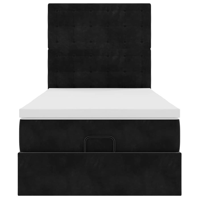 Struttura Letto Pouf con Materassi Nero 90x190 cm in Velluto 3314434