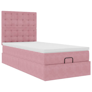 Struttura Letto Pouf con Materassi Rosa 90x200 cm in Velluto 3314443