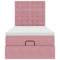 Struttura Letto Pouf con Materassi Rosa 90x200 cm in Velluto 3314443