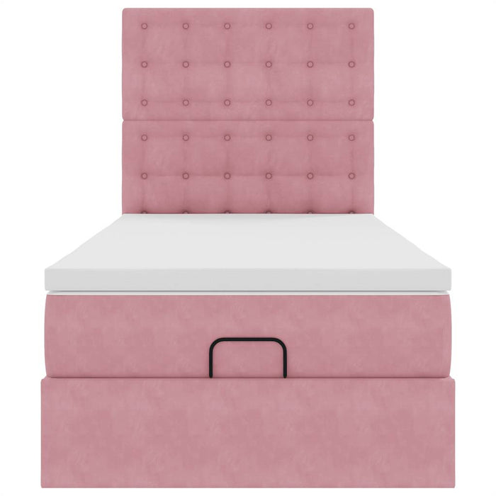 Struttura Letto Pouf con Materassi Rosa 90x200 cm in Velluto 3314443