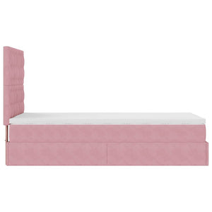 Struttura Letto Pouf con Materassi Rosa 90x200 cm in Velluto 3314443