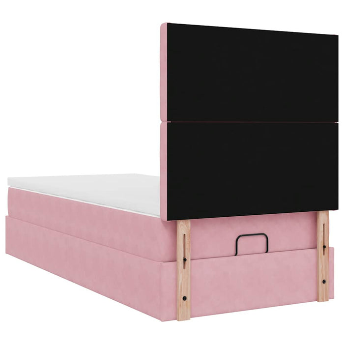 Struttura Letto Pouf con Materassi Rosa 90x200 cm in Velluto 3314443