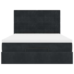 Struttura Letto Pouf con Materassi Nero 140x190 cm in Velluto 3314464