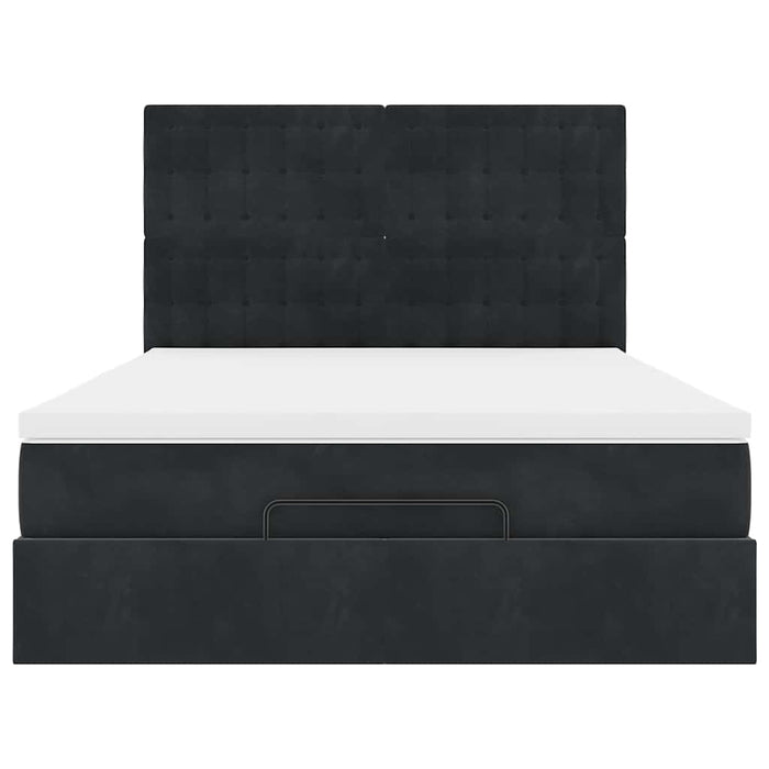 Struttura Letto Pouf con Materassi Nero 140x190 cm in Velluto 3314464